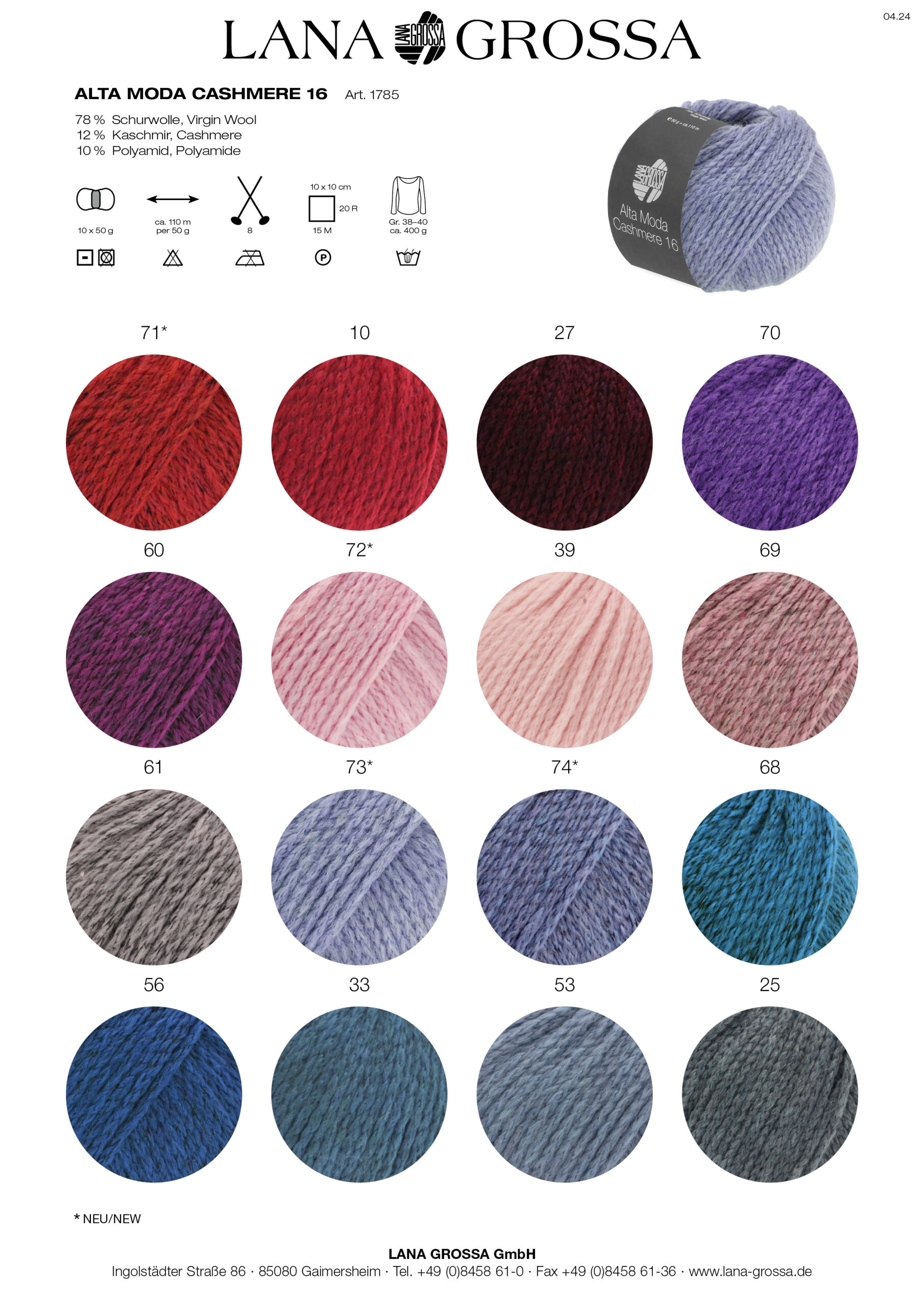 LANA GROSSA Mode mit Wolle Handels- und Vertriebs GmbH ALTA MODA CASHMERE 16