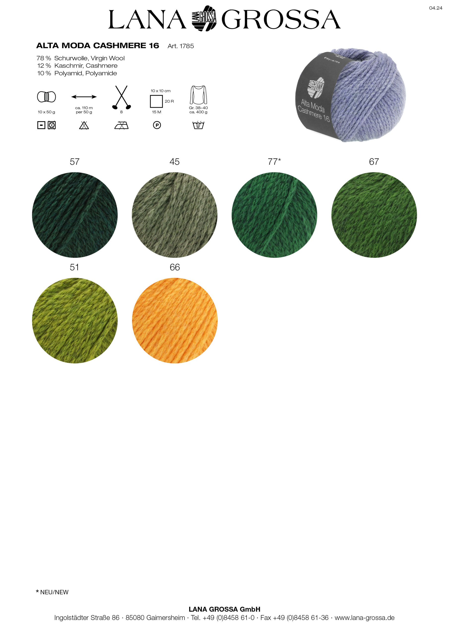 LANA GROSSA Mode mit Wolle Handels- und Vertriebs GmbH ALTA MODA CASHMERE 16