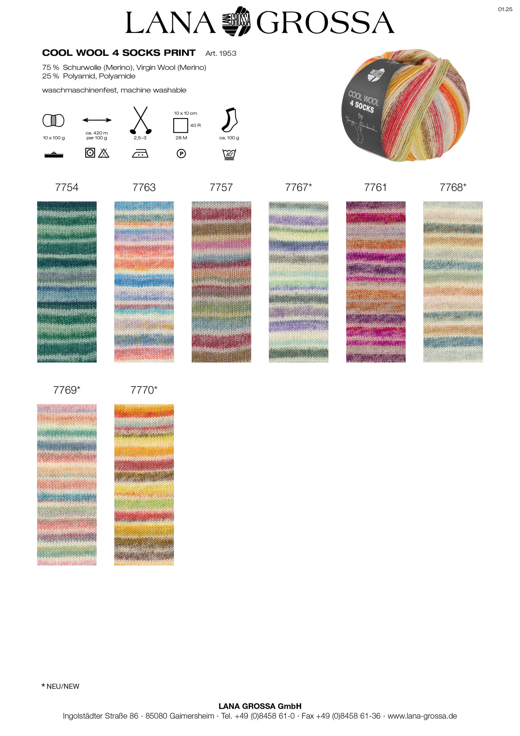 LANA GROSSA Mode mit Wolle Handels- und Vertriebs GmbH COOL WOOL 4 SOCKS PRINT