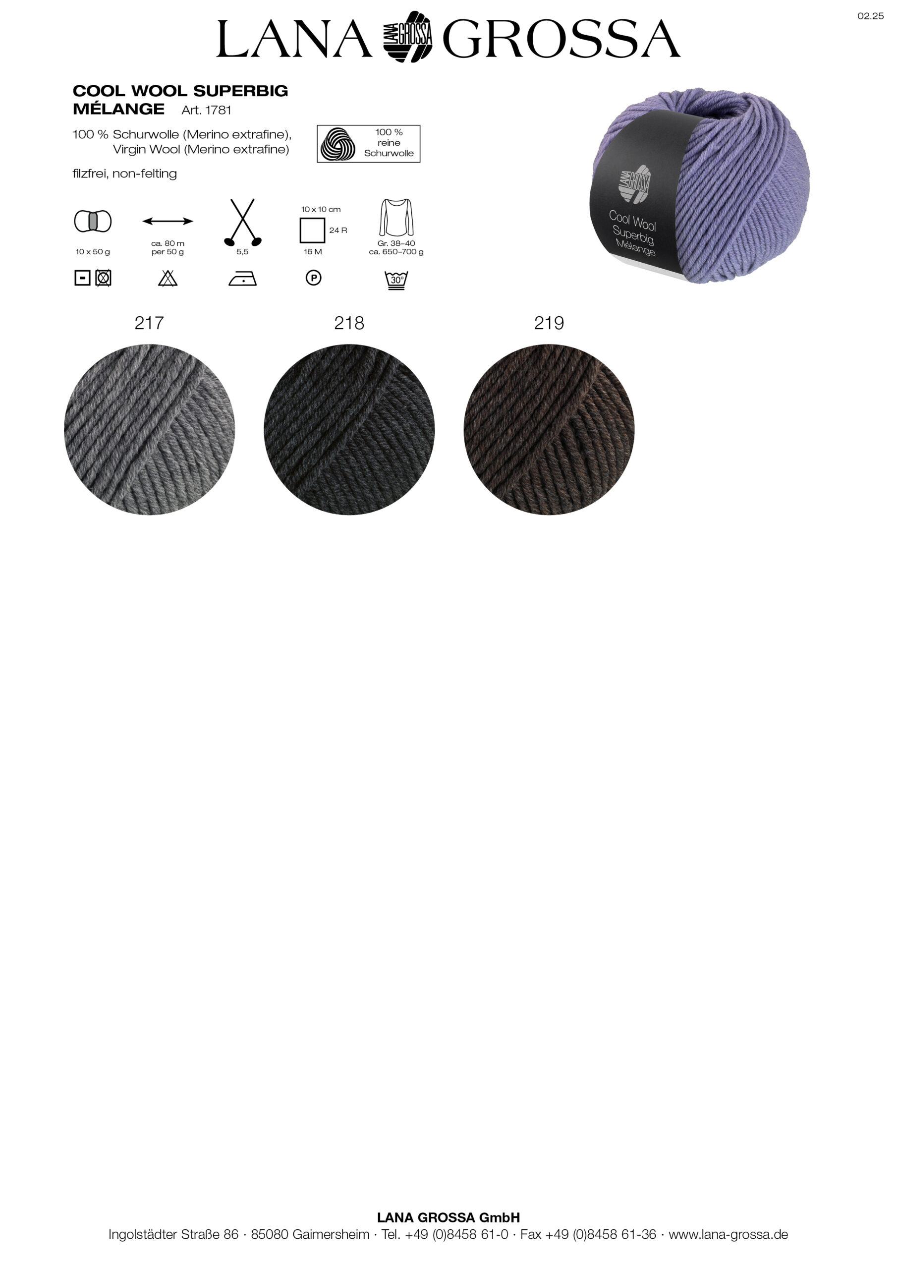 LANA GROSSA Mode mit Wolle Handels- und Vertriebs GmbH COOL WOOL SUPERBIG MÉLANGE