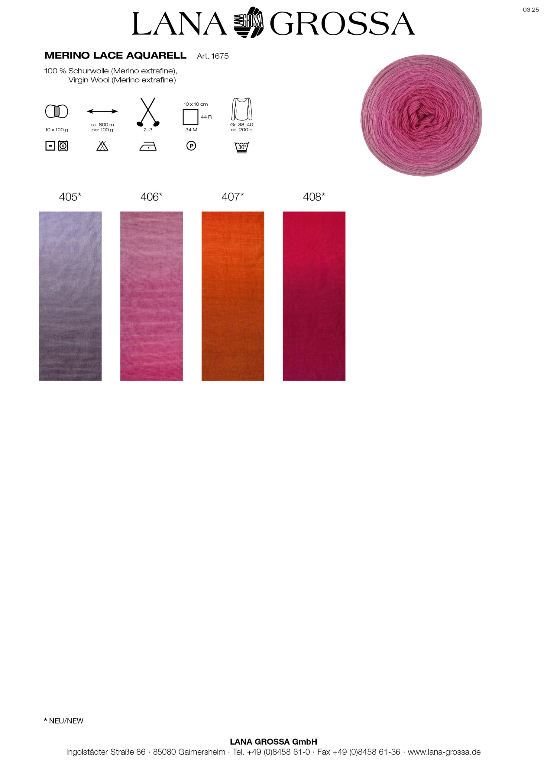 LANA GROSSA Mode mit Wolle Handels- und Vertriebs GmbH MERINO LACE AQUARELL