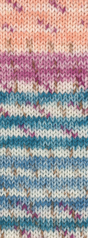 935 Ecru/Lachs/Petrol/Graublau/Fuchsia/Taupe Gestreift/Gesprenkelt